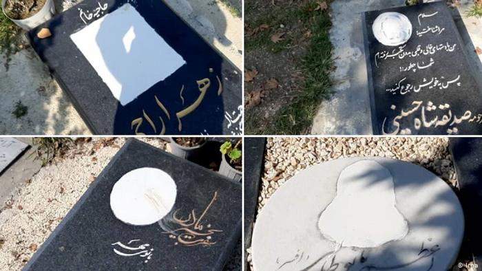 ماجرای جنجالی مخدوش کردن تصاویر روی سنگ قبر زنان متوفی در آرامستان شهر رویان