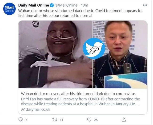 دکتر معروف چینی که با کرونا رنگش تیره شده بود! +عکس