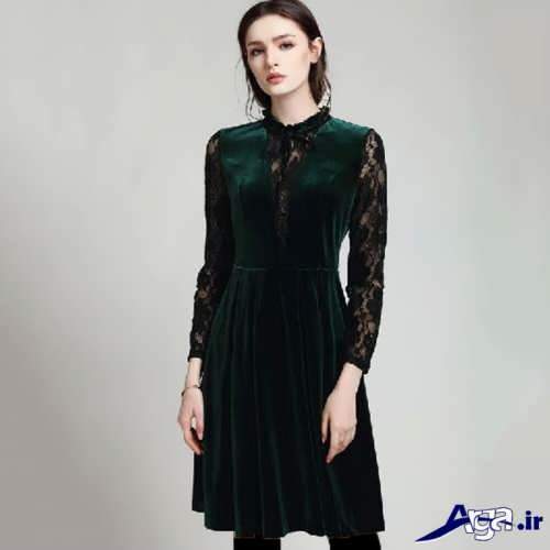 مدل لباس مخمل کار شده با گیپور