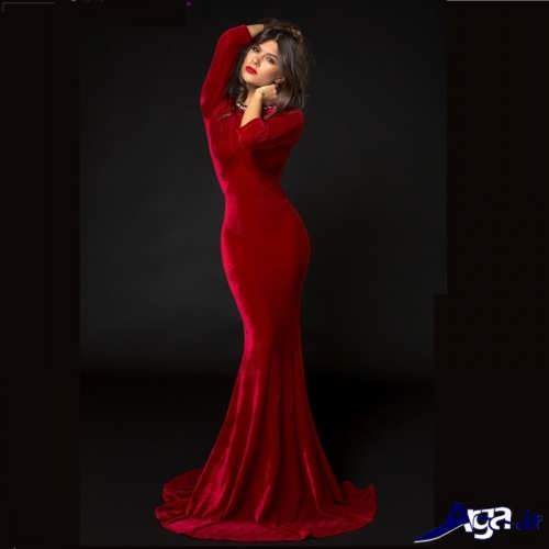 مدل لباس مجلسی مخمل با طرح زیبا و شیک
