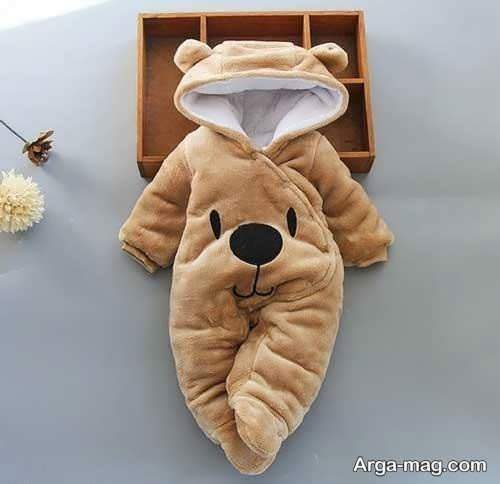 لباس سرهمی نوزادان با طرح خرس