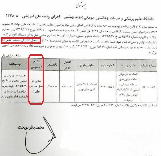 سازمان برنامه و بودجه حساب خاص را سانسور کرد +سند