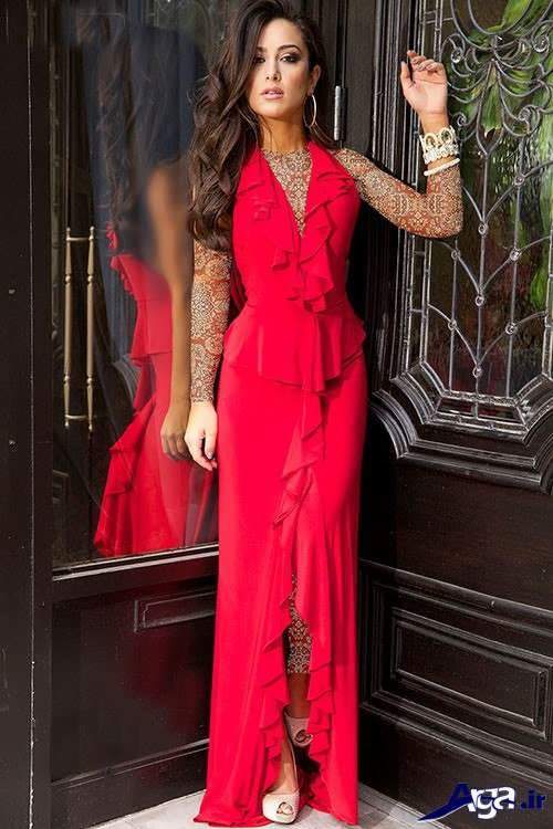 مدل لباس ریون قرمز 