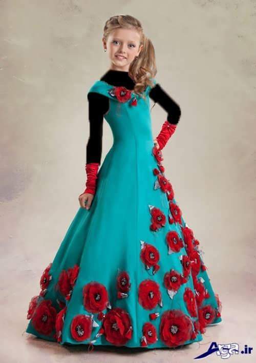 مدل لباس پرنسسی گلدار دخترانه نوجوان 