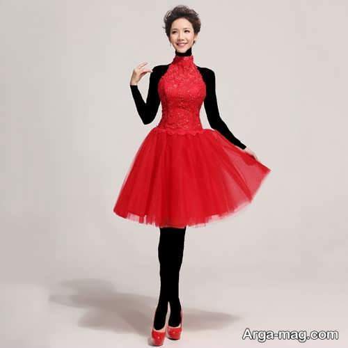 مدل لباس مجلسی عروسکی قرمز دخترانه 