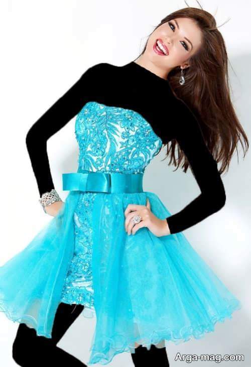 مدل لباس مجلسی عروسکی آبی 