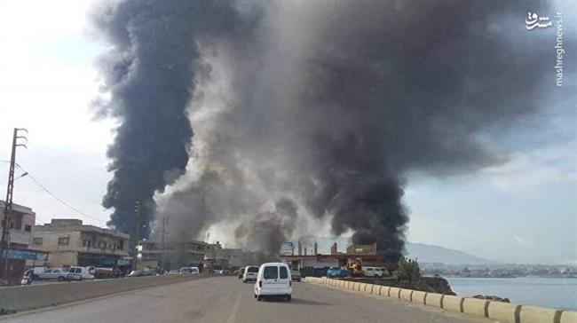تصویری از انفجار خط لوله نفت در لبنان