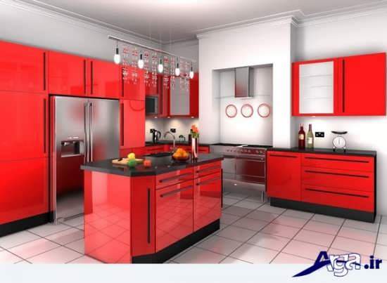 مدل کابینت قرمز آشپزخانه 