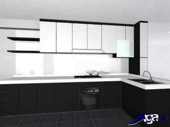 مدل کابینت سیاه و سفید آشپزخانه 