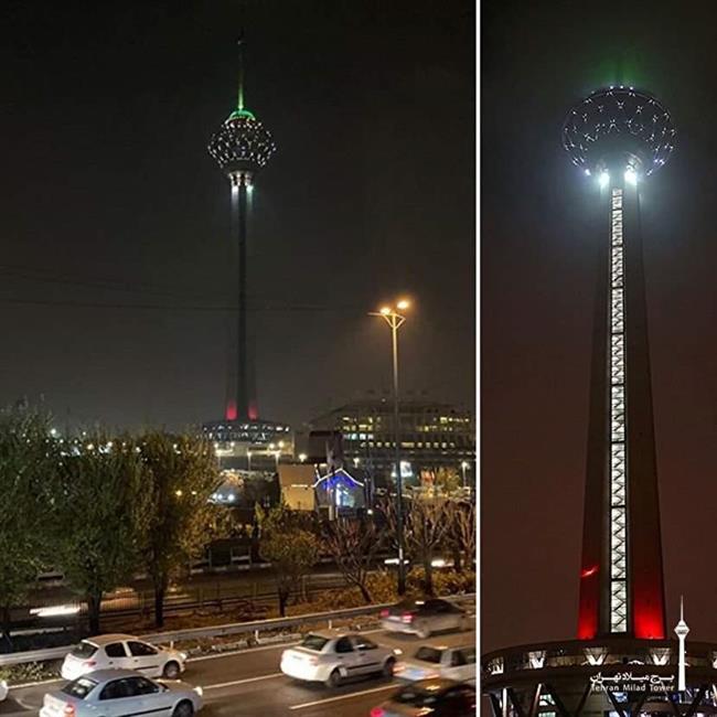 عکس: برج میلاد به رنگ پرچم ایران درآمد