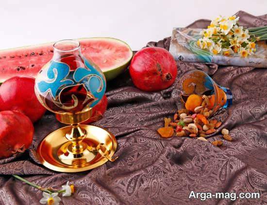 استفاده از پارچه ترمه برای چیدمان سنتی سفره شب یلدا