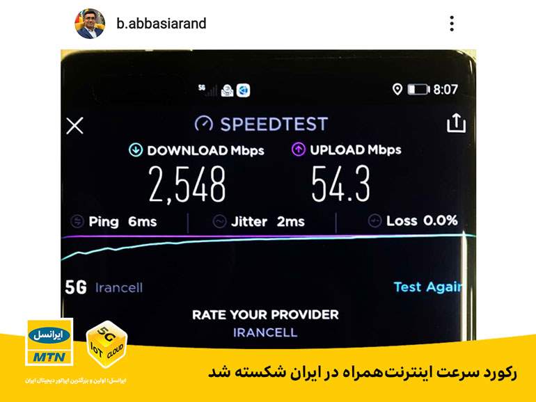 رکورد سرعت اینترنت در ایران شکسته شد
