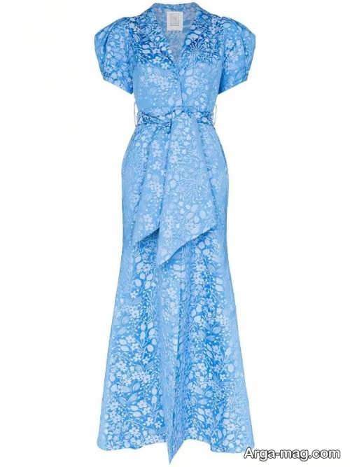 مدل لباس آبی ژاکارد 