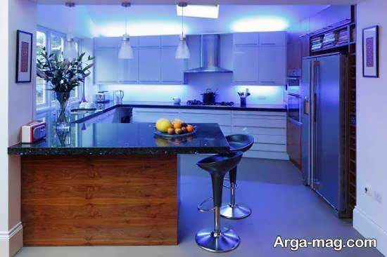 انواع ایده های شیک و بینظیر نورپردازی اپن آشپزخانه