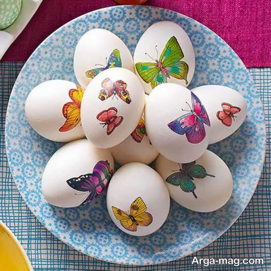 نقاشی تخم مرغ با طرح پروانه
