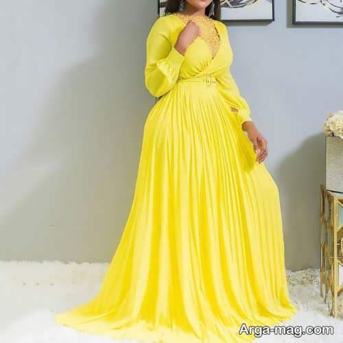 مدل لباس مجلسی گشاد و زرد 
