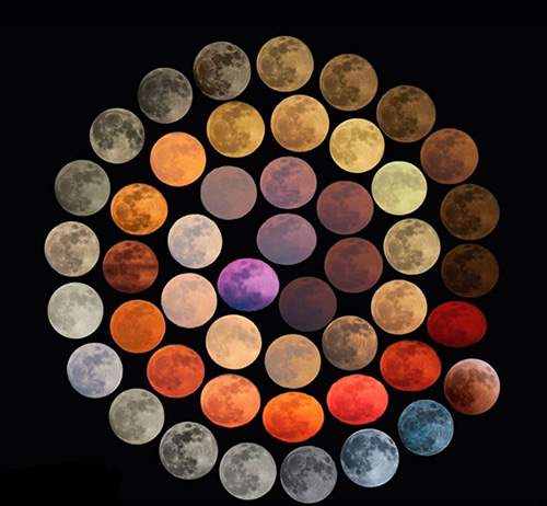 48 رنگ متفاوت از ماه طی 10 سال