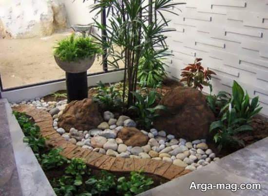 دیزاین باغچه حیاط با طرح قشنگ