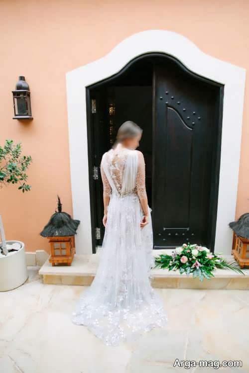 لباس عروس زیبا و دنباله دار 