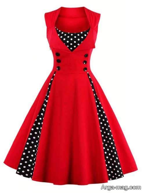 لباس قرمز دکمه دار 
