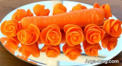 تزیین زیبا هویج به شکل گل رز 