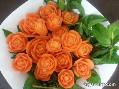 تزیین هویج به شکل دسته گل 