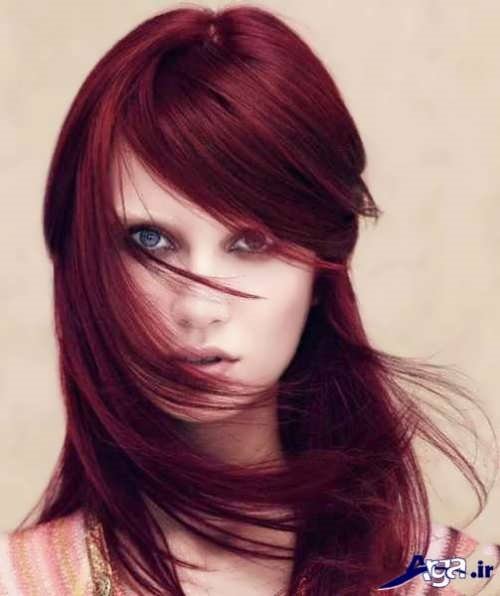 مدل مو با رنگ مو عنابی 