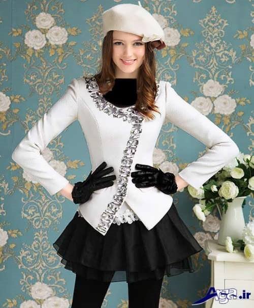 مدل لباس مجلسی سیاه و سفید دخترانه 