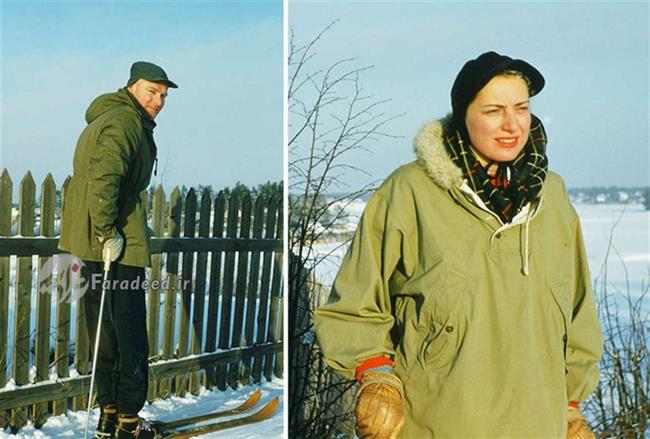 مارتین و جان مانهوف در مسکو؛ همسر منهوف نیز همراه با او به بسیاری از نقاط شوروی سفر کرد و در کنار عکاسی خاطرات روزانه این مدت را نیز یادداشت می کرد.