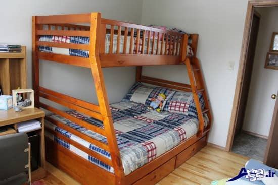 تخت خواب چوبی دو طبقه