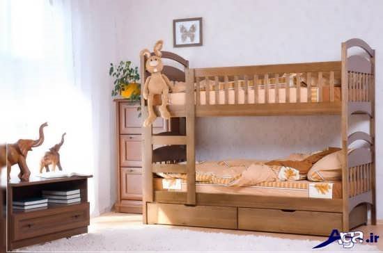 عکس تخت خواب دو طبقه چوبی