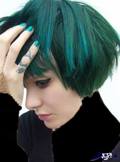 رنگ موی سبز با هایلایت آبی 