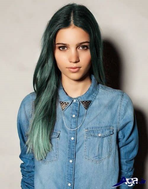 رنگ موی زیبا و دخترانه سبز زمردی 