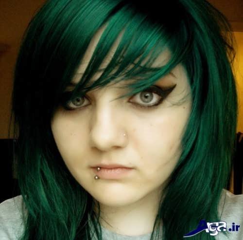 هایلایت سبز روی موهای مشکی 