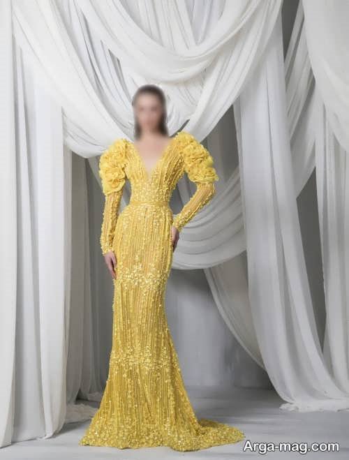 مدل لباس مجلسی زرد دخترانه 2022 