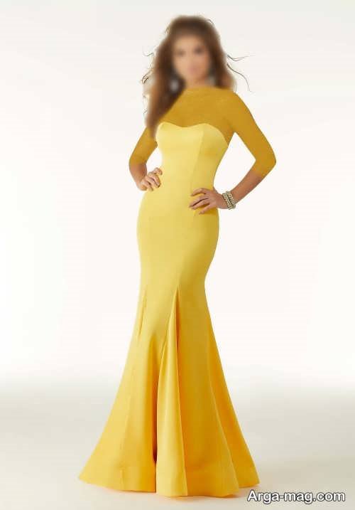 مدل لباس شب 2022 زرد 