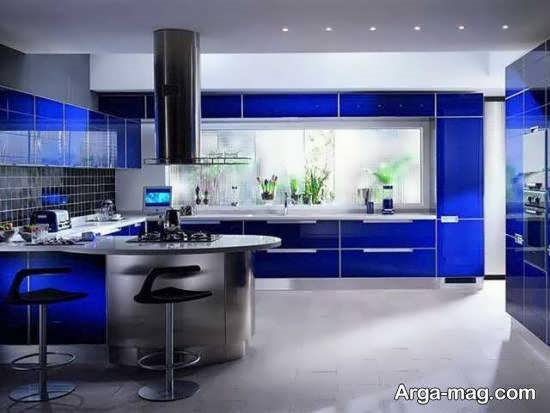 دکوراسیون آشپزخانه آبی با طراحی شیک و ایده آل
