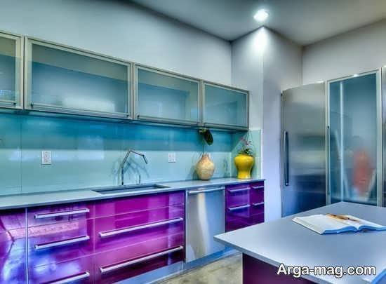 گالری ایده های طراحی آشپزخانه زیبا با رنگ آرامش بخش آبی