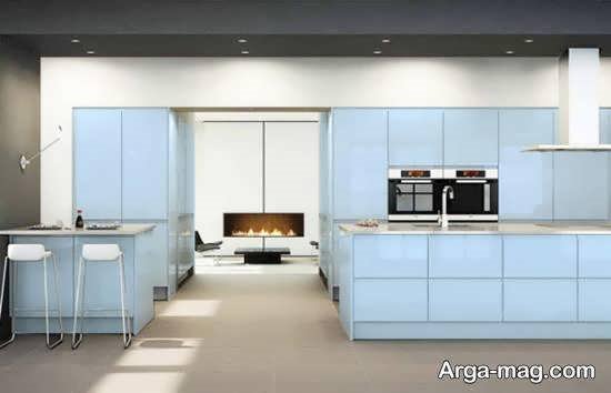 گالری شیکی از طراحی آشپزخانه مدرن با رنگ آبی