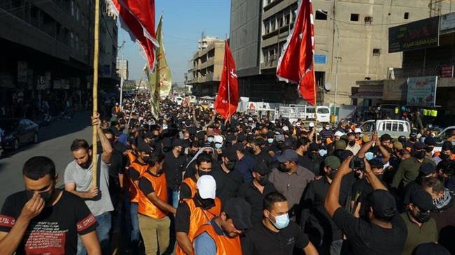 تظاهرات‌کنندگان عراقی برای دومین روز متوالی به خیابان‌های بغداد آمدند +فیلم