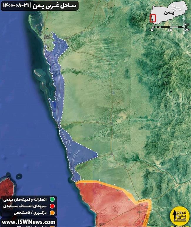 جنگ یمن، نمونه درخشانی از همکاری "دیپلماسی و میدان" / دست مزدوران ائتلاف سعودی از بندر الحدیده "سمبل مقاومت یمن" دور شد +نقشه و تصاویر