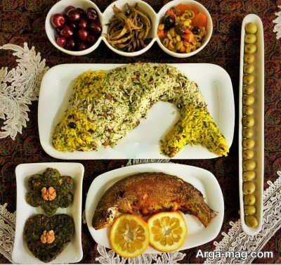 تزیین سبزی پلو با ماهی 