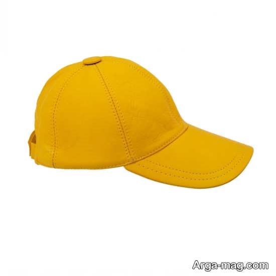 مدل کلاه چرم زرد رنگ دخترانه
