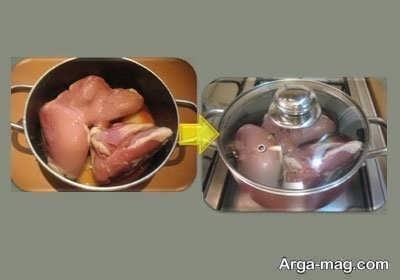 آب پز کردن سینه مرغ 