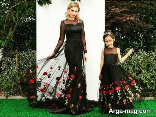 مدل لباس مجلسی ست مشکی برای مادر و دختر 