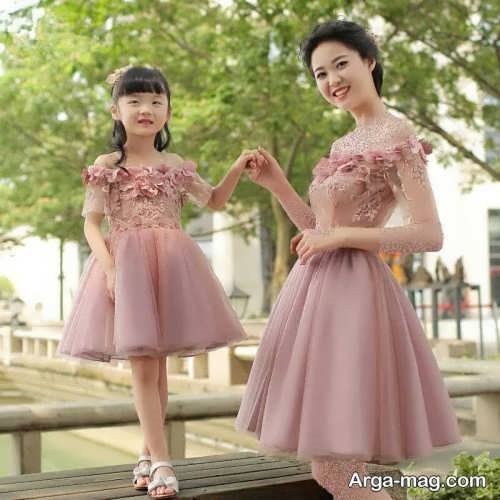 مدل لباس پرنسسی شیک برای مادر و دختر 