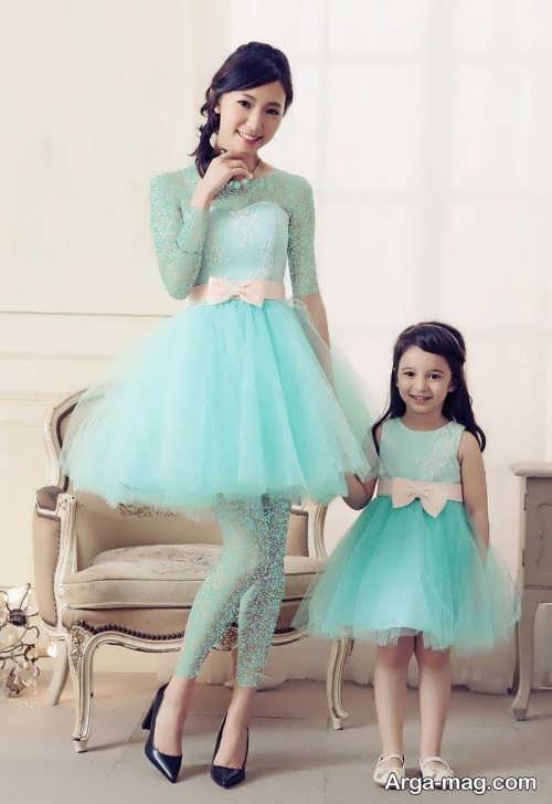 مدل لباس پرنسسی ست برای مادر و دختر 