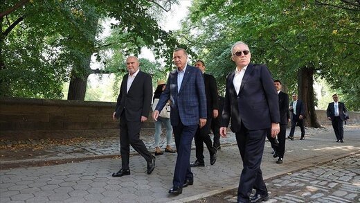 پیاده‌روی اردوغان در پارک مرکزی نیویورک/عکس