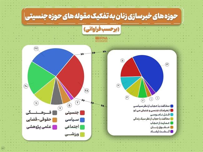 روایت خبرگزاری دولت از «یکصد زن خبرساز در پنج سال اخیر» / سهم 28 درصدی مسائل جنسیتی + نمودار 