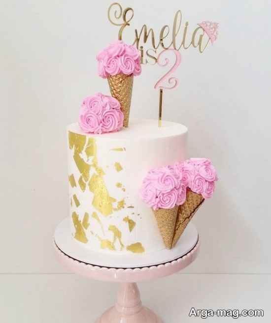 دیزاین کیک دخترانه با قیف بستنی